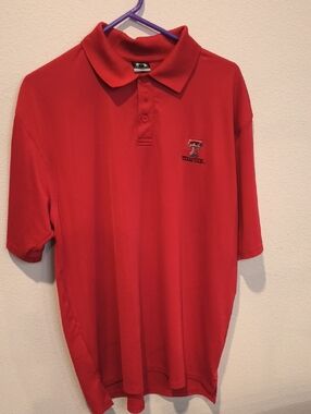 Under Armour Red Texas Tech Embroidered Polo Men's Large